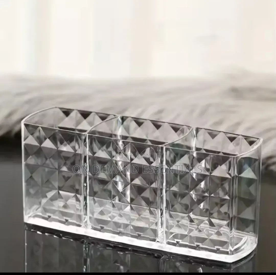 Diamond Acrylic Desktop/Remote/Makeup Organizer Partitioned