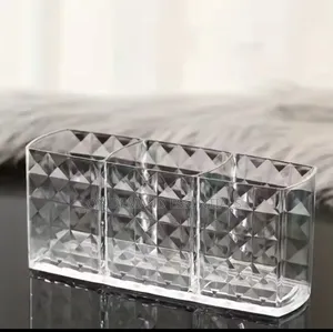 Diamond Acrylic Desktop/Remote/Makeup Organizer Partitioned