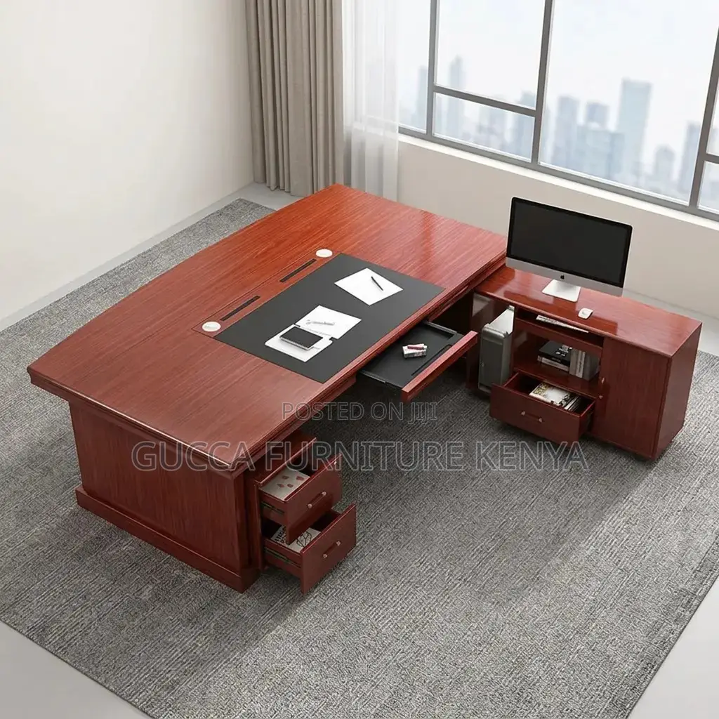 Executive Mahogany L-Corner Table-180cm
