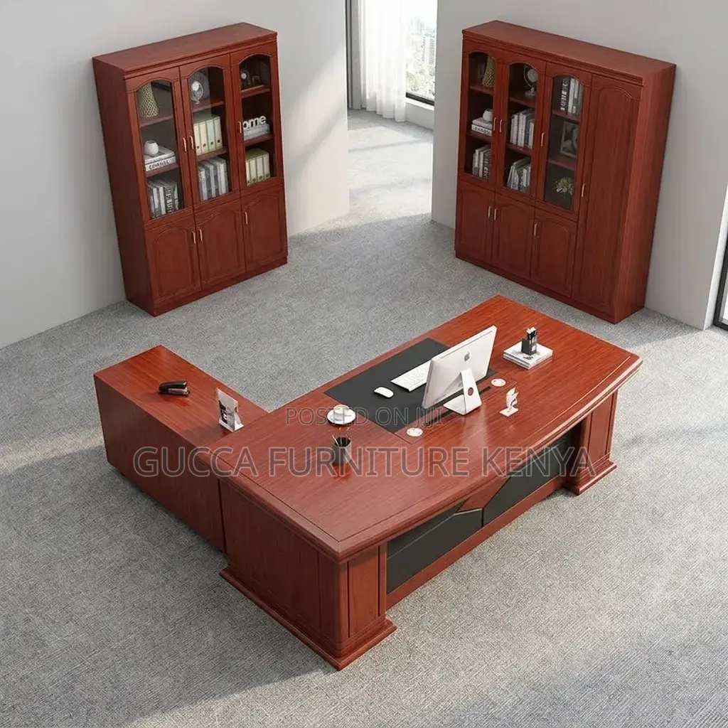 Executive Mahogany L-Corner Table-180cm