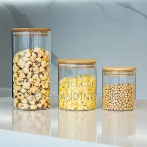 Glass Cereal Container Bamboo Lid PO
