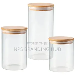 Glass Cereal Container Bamboo Lid PO
