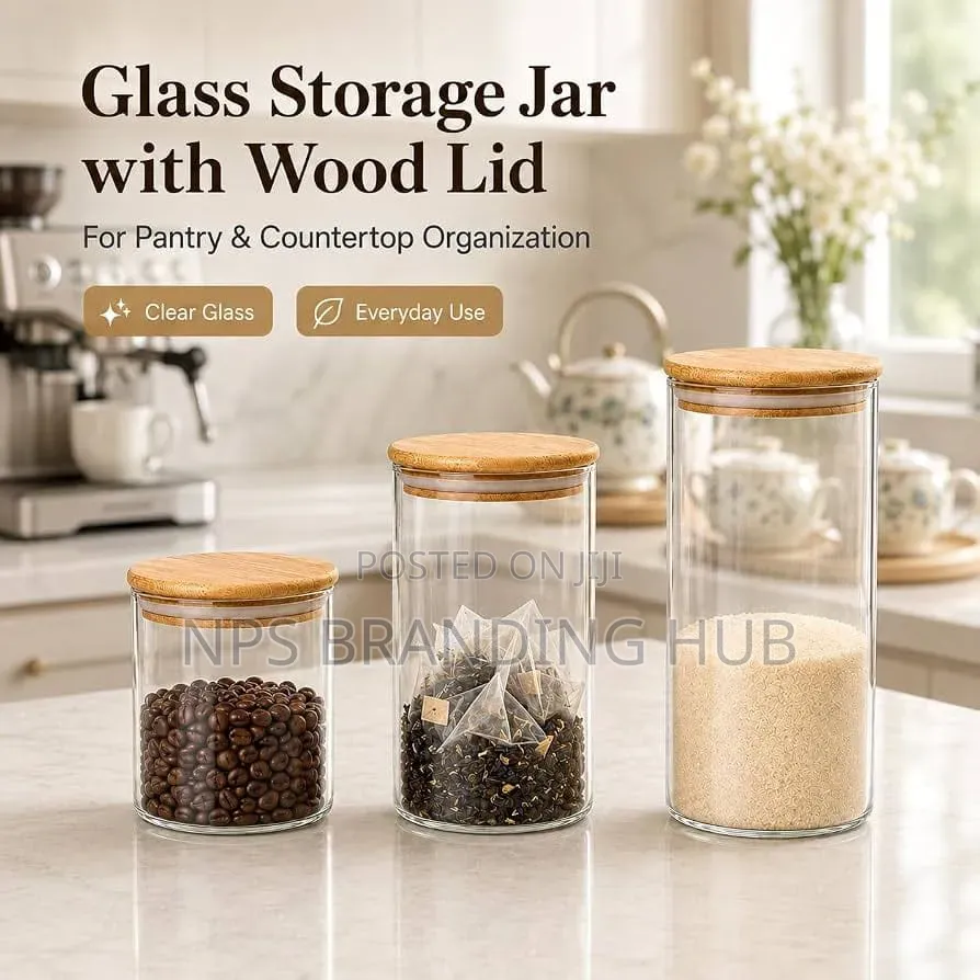 Glass Cereal Container Bamboo Lid PO