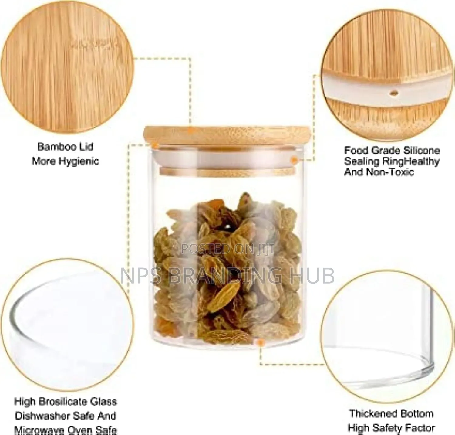 Glass Cereal Container Bamboo Lid PO