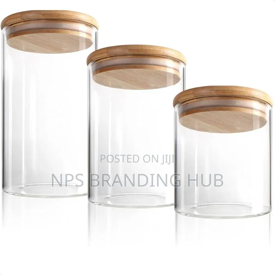 Glass Cereal Container Bamboo Lid PO