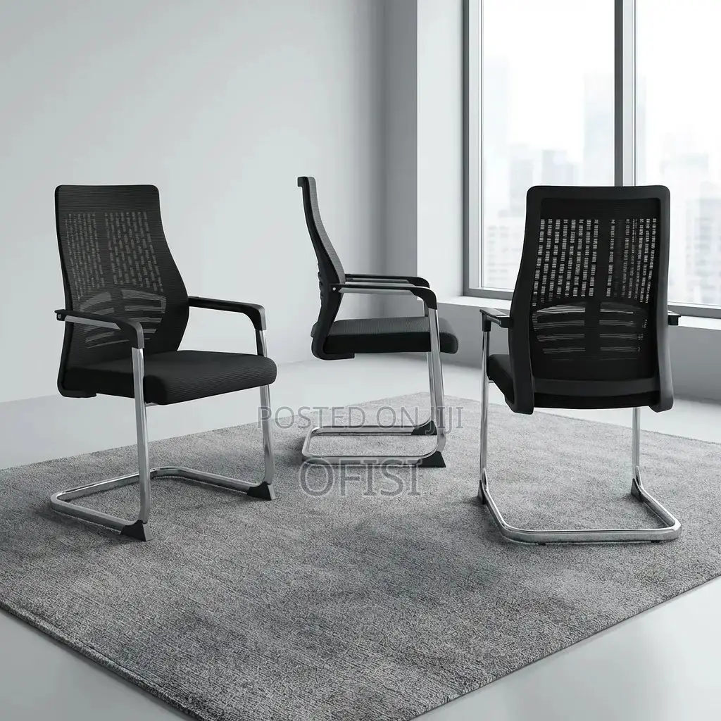 Office Chair; Black Waiting Office Chair