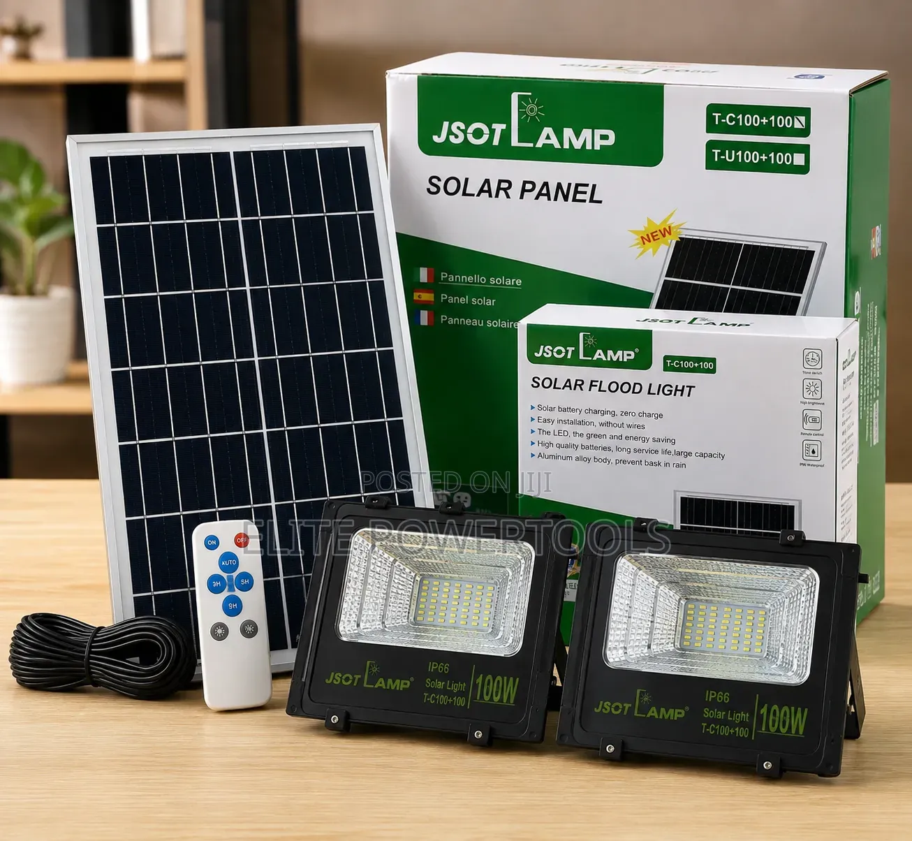 *2in1 TC 100W Solar Floodlight 3.2V 10Ah Battery.
* 5v 25W Panel.