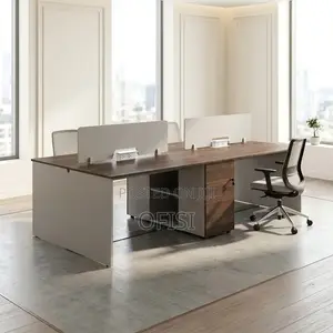 Office Workstation; Wooden 4 Seater Office Workstation Desk