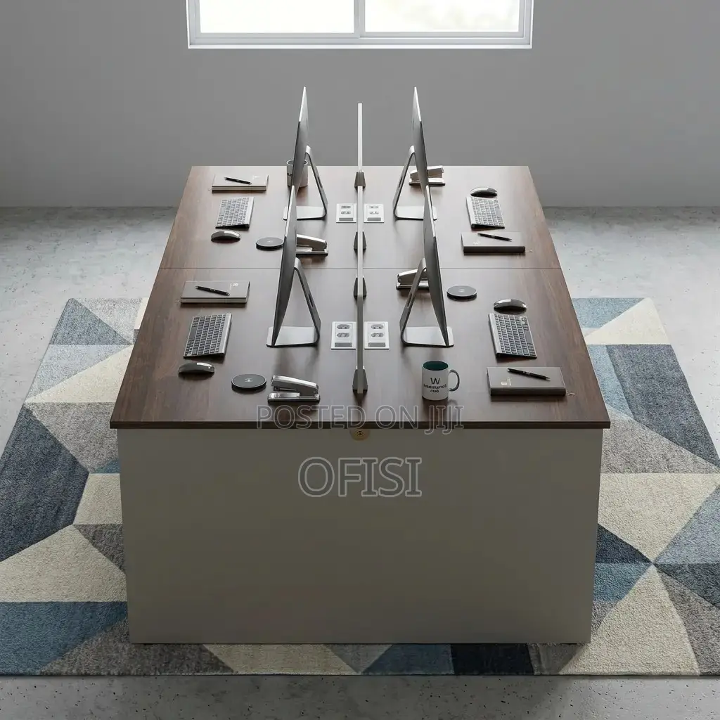 Office Workstation; Wooden 4 Seater Office Workstation Desk