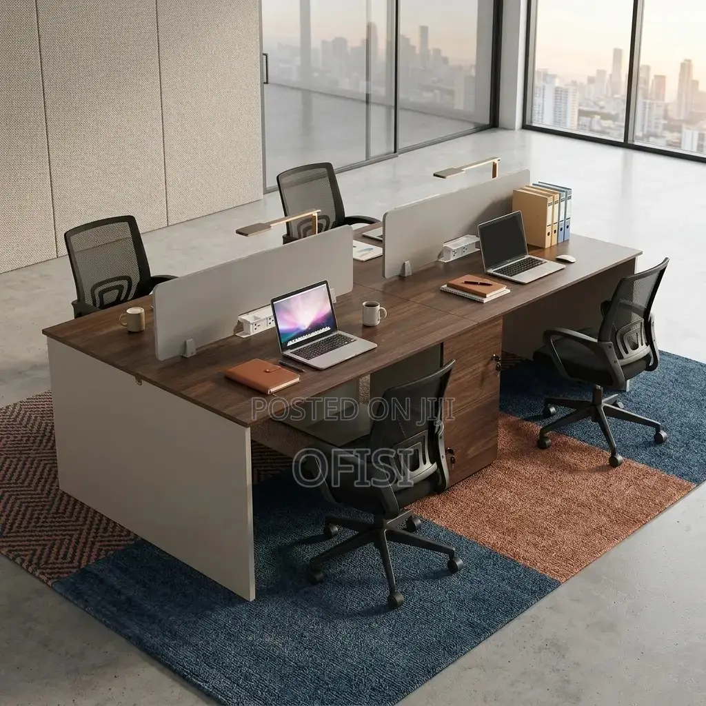 Office Workstation; Wooden 4 Seater Office Workstation Desk