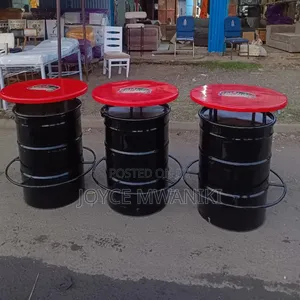 Custom Bar Drum Tables With Marble Tops