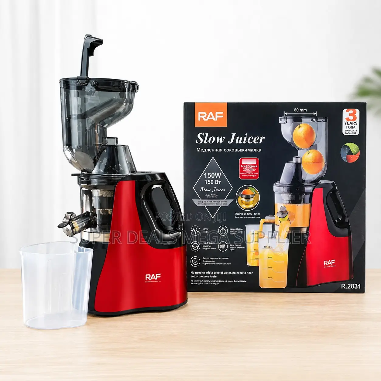 Elegant Appearance RAF R.2831 400Ml Slow Juicer Juice Extractor