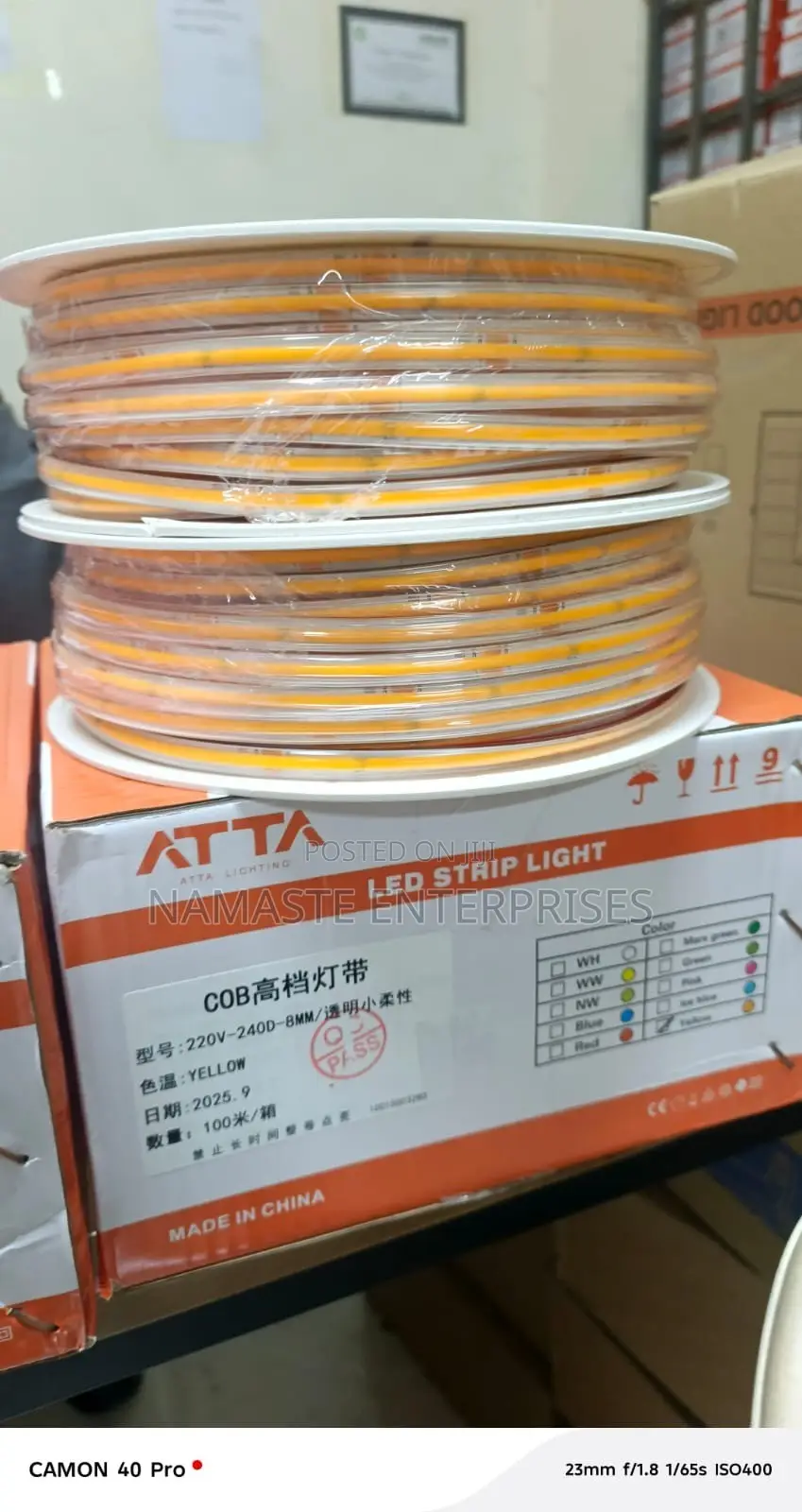 ATTA COB LED Strip Light 220V Warm White / White / Golden Yellow