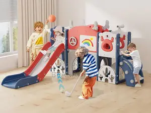 13 in 1 Toddler Slide Set, Indoor Outdoor Playset for 1-3, Blue Red
