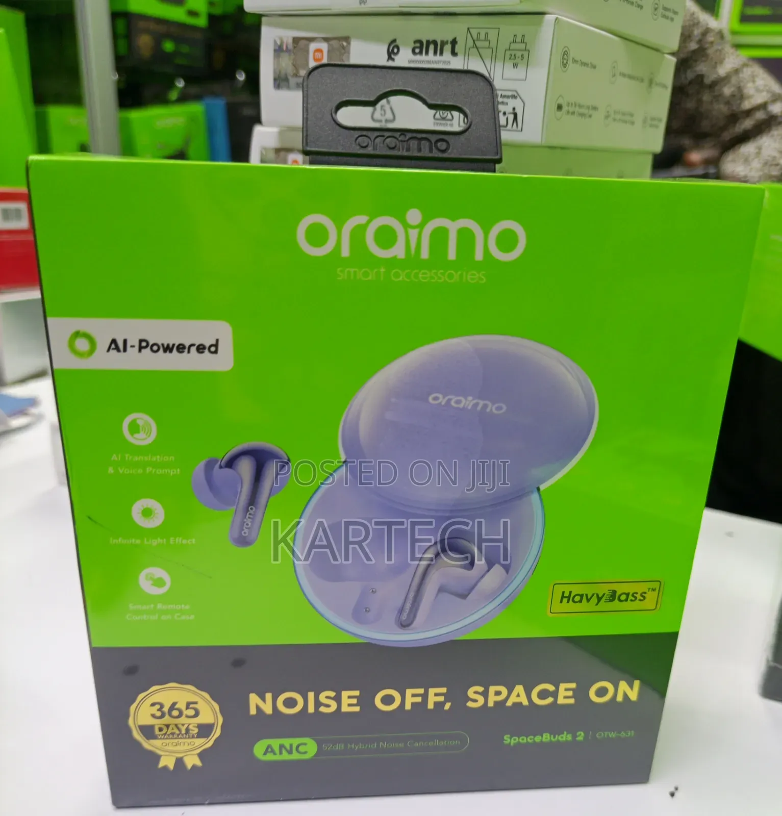 Oraimo SpaceBuds 2 OTW-631 AI Powered True Wireless Earbuds -Grey
