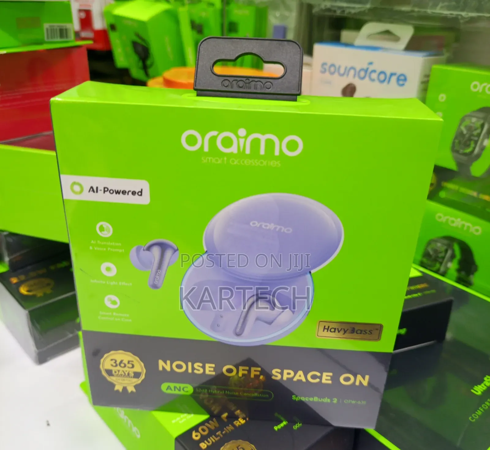 Oraimo SpaceBuds 2 ANC Wireless Earbuds AI-Powered Translation -Grey