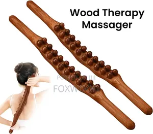 Guasha Wood Stick Massage Tool, 20 Node/Beads Wood