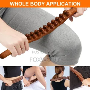 Guasha Wood Stick Massage Tool, 20 Node/Beads Wood