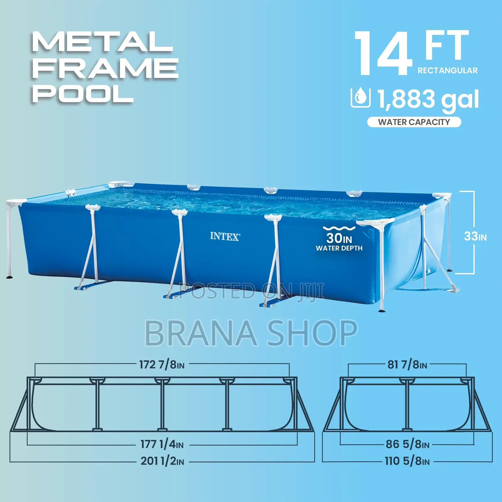 Blue Intex Rectangular Swimming Pool