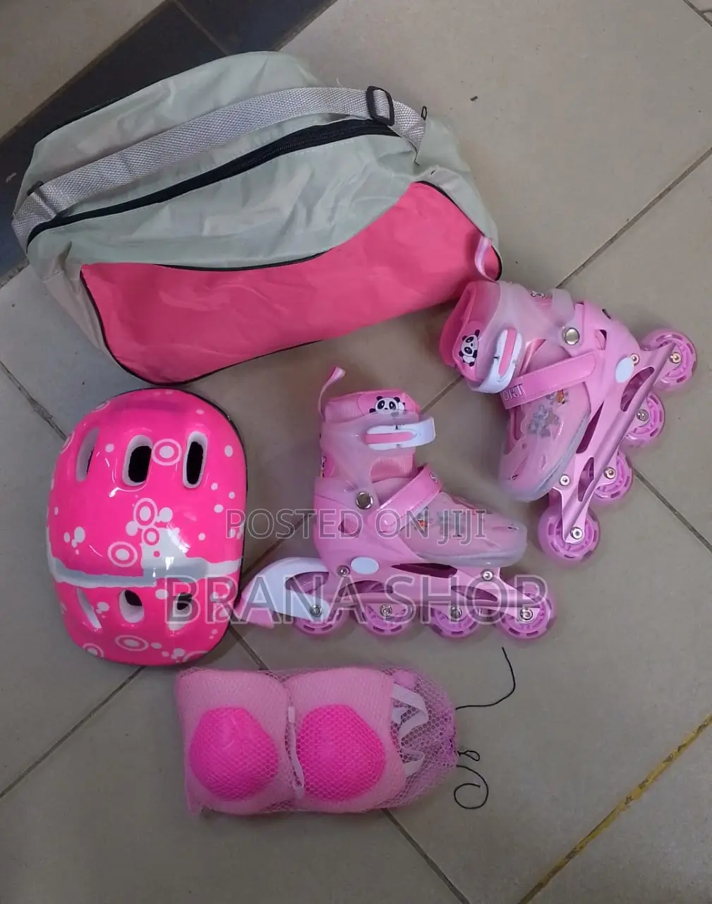 Pink Kids Adjustable Inline Skating Combo Full Set.