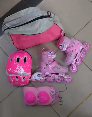 Pink Kids Adjustable Inline Skating Combo Full Set.