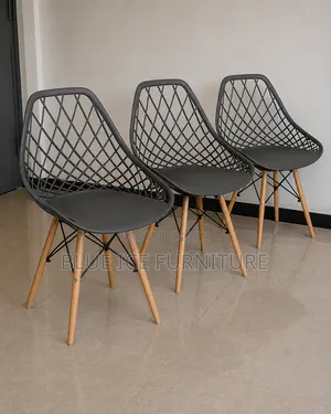 Modern Black Mesh Dining Chairs With Wooden Legs