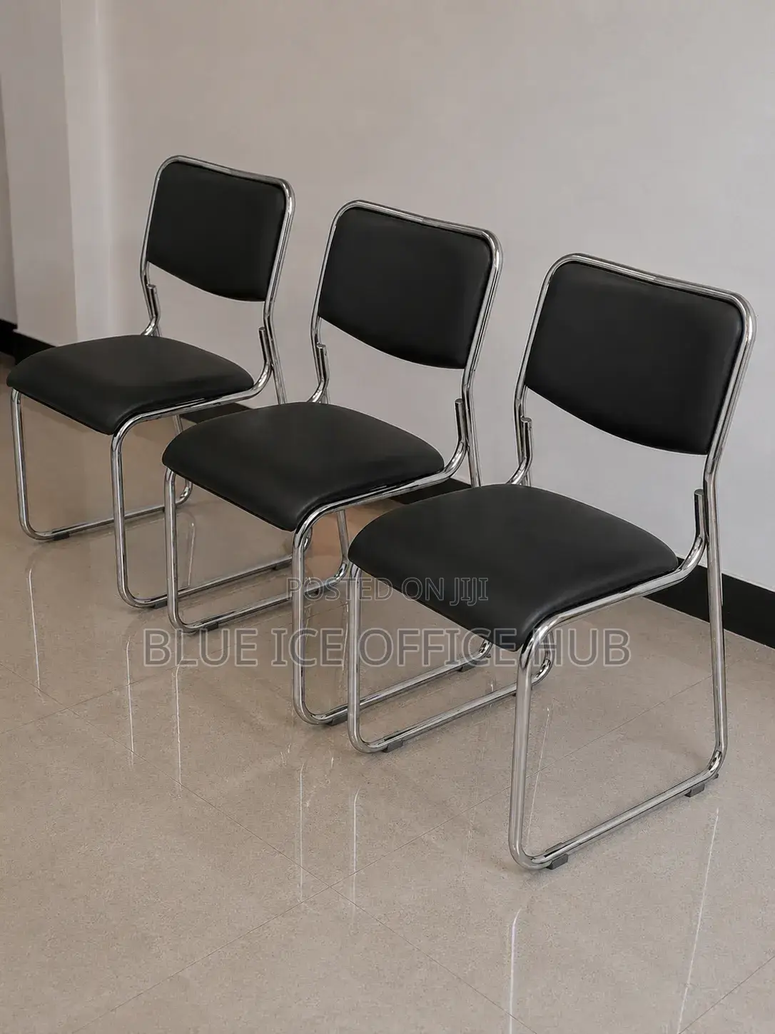 Black Visitor Chairs With Chrome Frame