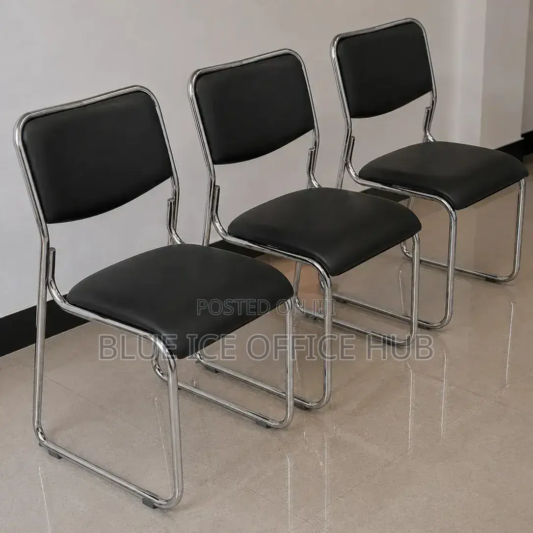 Black Visitor Chairs With Chrome Frame