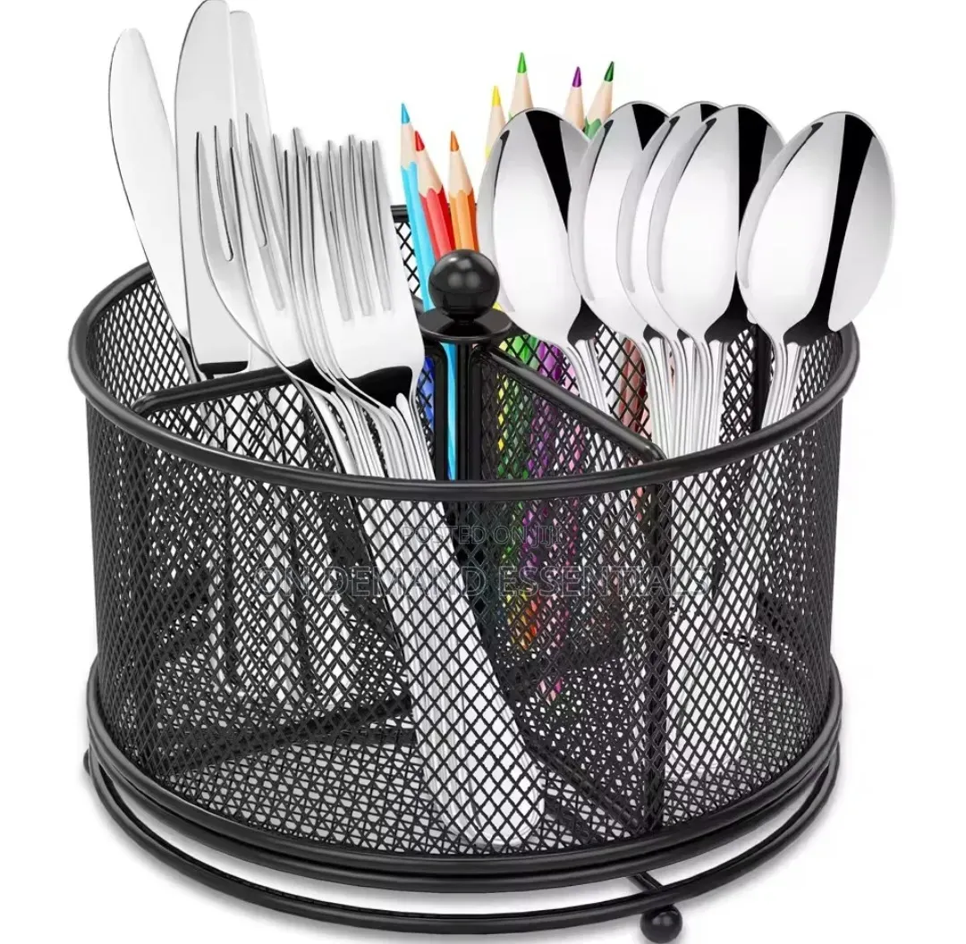 Mesh Partitioned Rotating Cutlery Holder