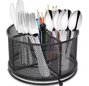 Mesh Partitioned Rotating Cutlery Holder