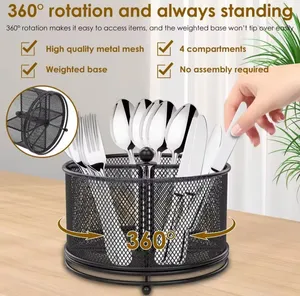 Mesh Partitioned Rotating Cutlery Holder