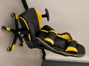Black Yellow Gaming Chair With Footrest, Headrest Lumbar Support