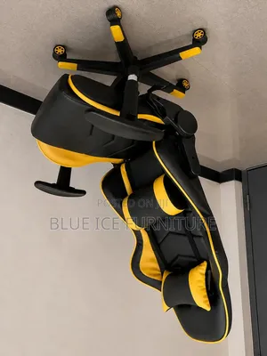 Black Yellow Gaming Chair With Footrest, Headrest Lumbar Support