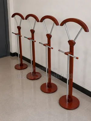 Wooden Coat Stand With Chrome Hooks