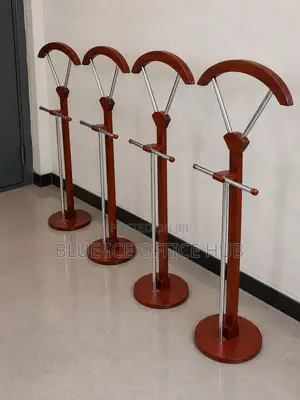 Wooden Coat Stand With Chrome Hooks