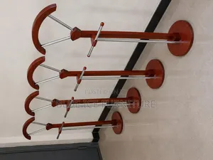 Wooden Coat Stand With Chrome Hooks