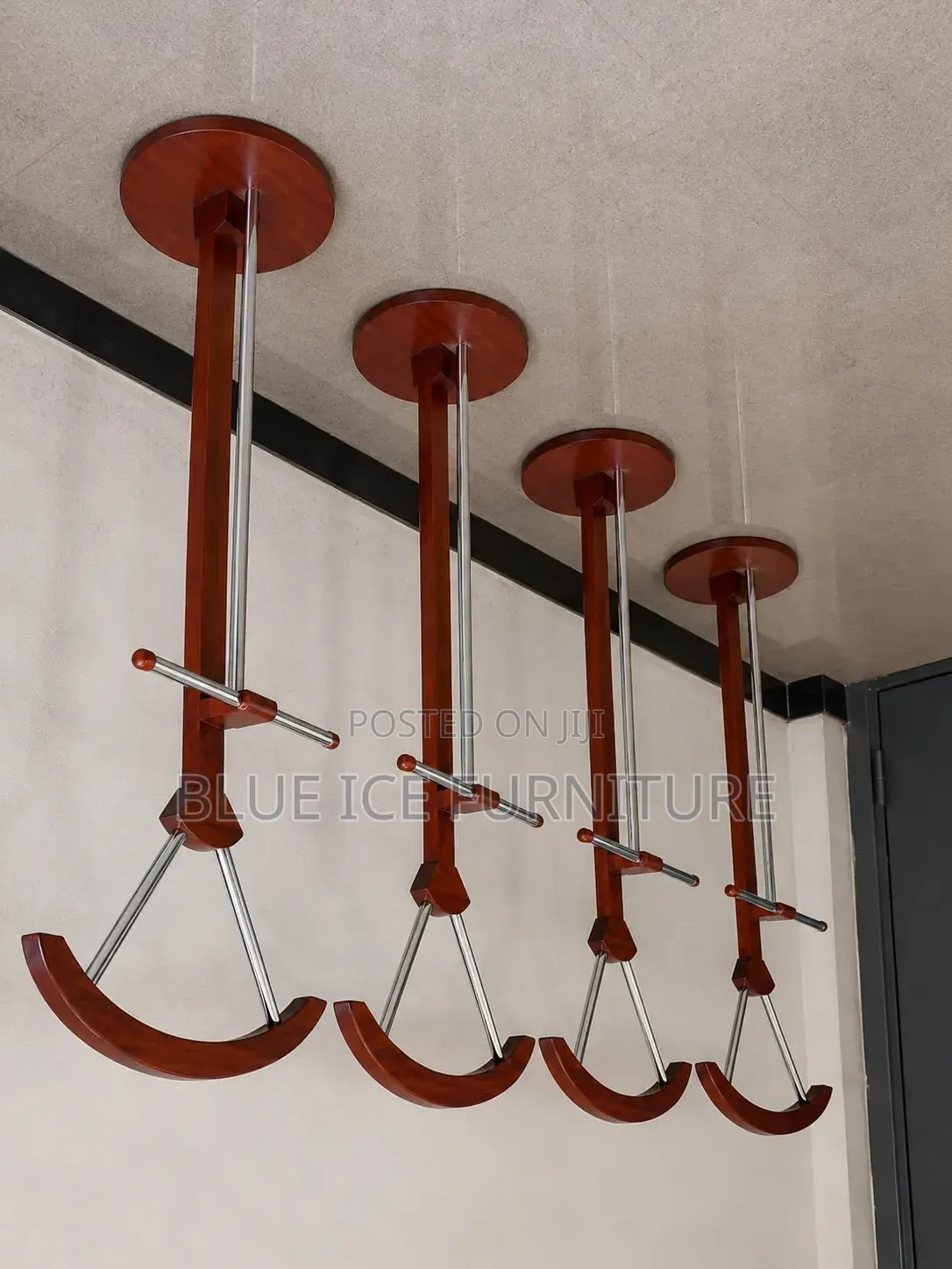 Wooden Coat Stand With Chrome Hooks