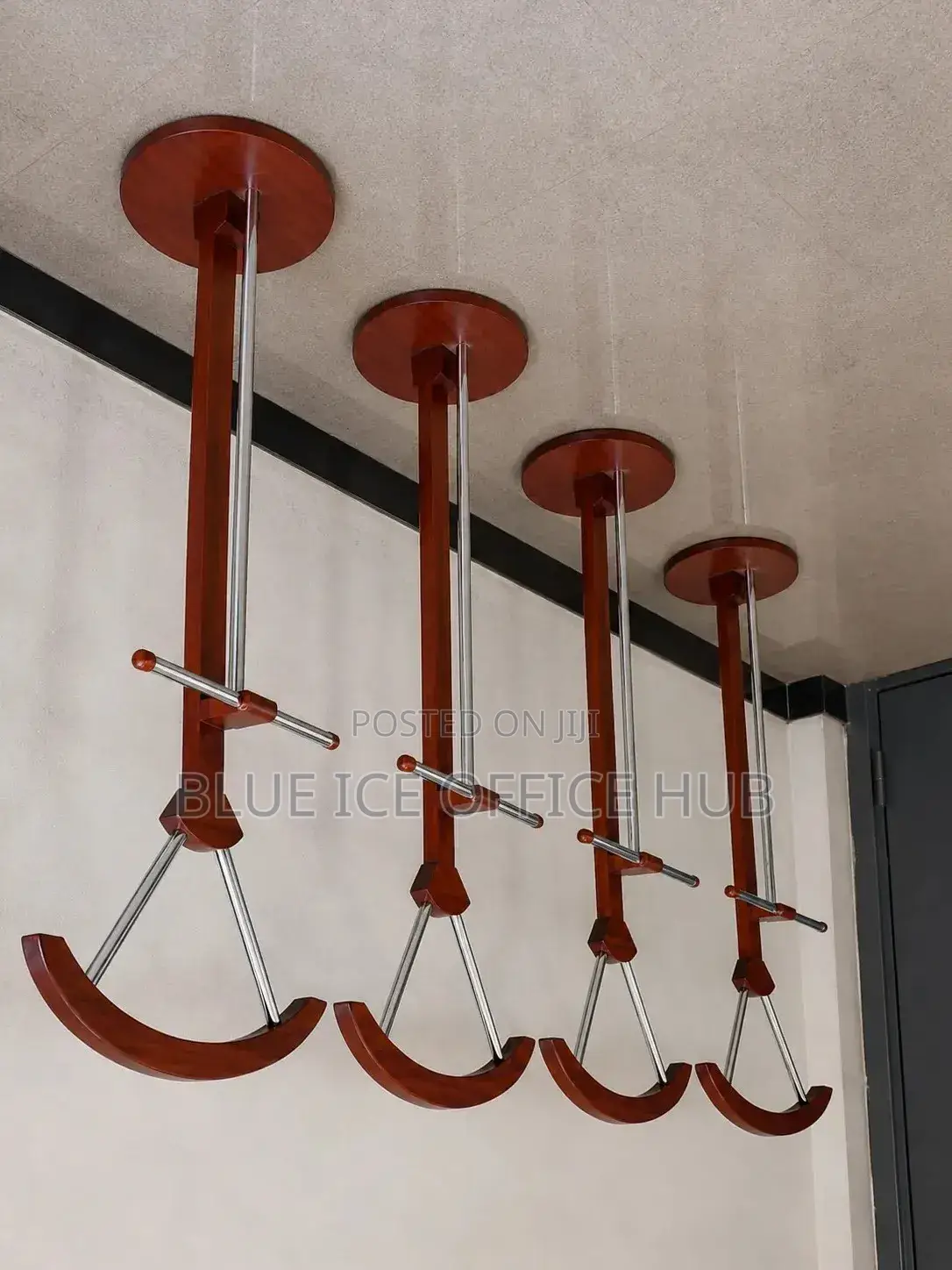 Wooden Coat Stand With Chrome Hooks