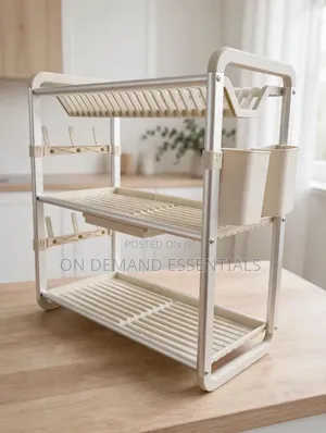 3-Tier Cream Dish Rack Strong Aluminum Frame