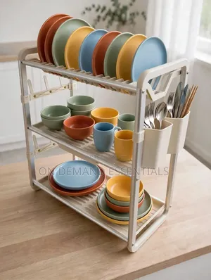 3-Tier Cream Dish Rack Strong Aluminum Frame