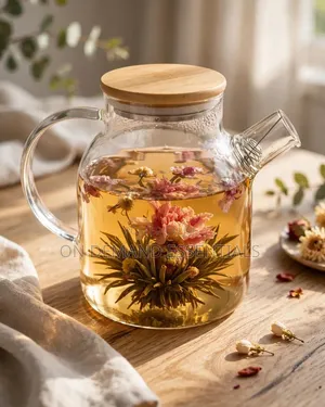 1.8L Borosilicate Glass Teapot With Bamboo Lid