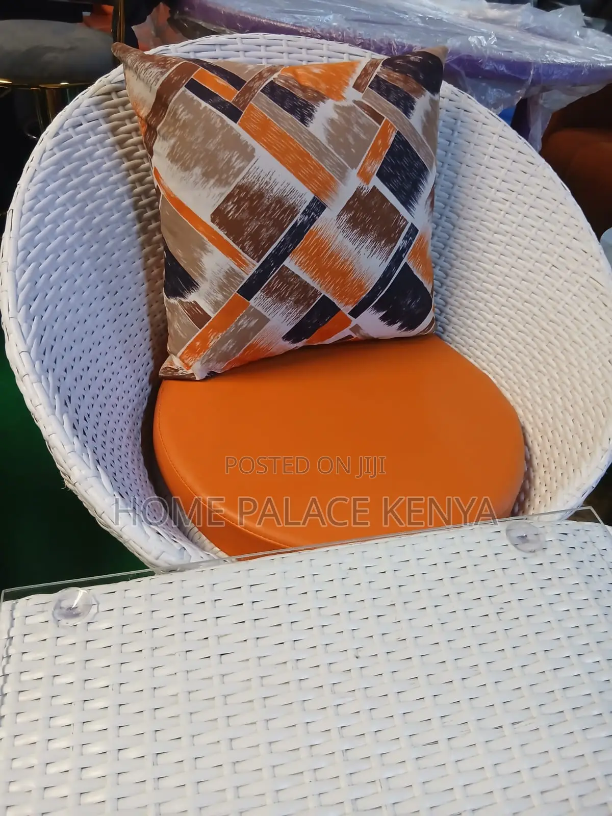 Outdoor Furniture; Elegant Large Rattan Chairs and U-Shaped Table Set