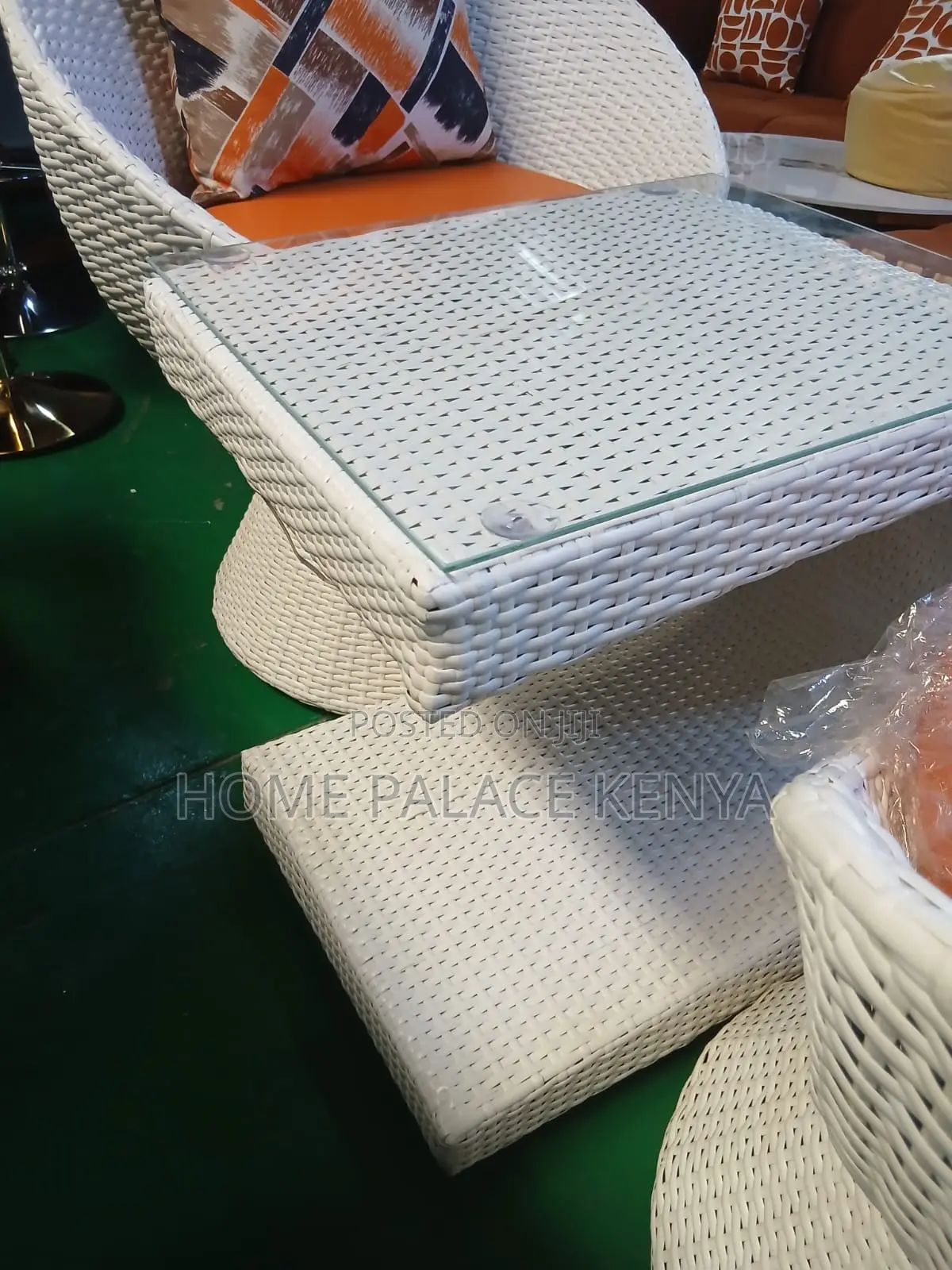 Outdoor Furniture; Elegant Large Rattan Chairs and U-Shaped Table Set