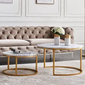 Coffee Table; Luxury Marble Nesting Tables Set of 2 for Living Room