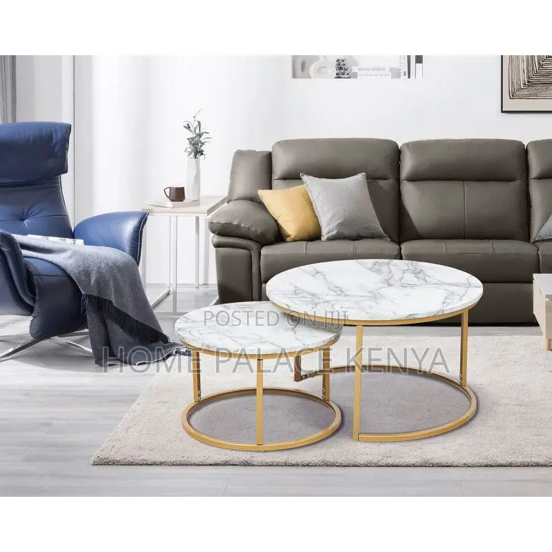 Coffee Table; Luxury Marble Nesting Tables Set of 2 for Living Room