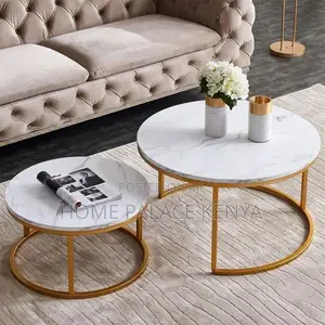 Coffee Table; Luxury Marble Nesting Tables Set of 2 for Living Room
