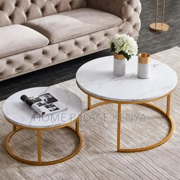 Coffee Table; Luxury Marble Nesting Tables Set of 2 for Living Room
