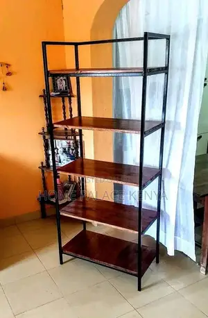 Storage Rack; Space Saving 5 Tier Wooden Rack With Multiple Shelves