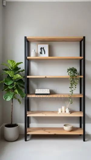 Storage Rack; Space Saving 5 Tier Wooden Rack With Multiple Shelves
