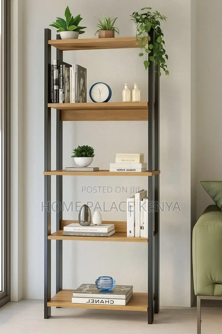 Storage Rack; Space Saving 5 Tier Wooden Rack With Multiple Shelves